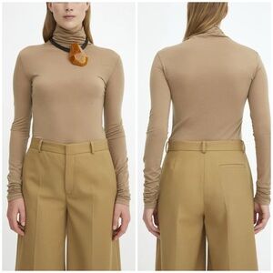 Rodebjer Kena Turtleneck Top Small Camel Beige Tan Brown